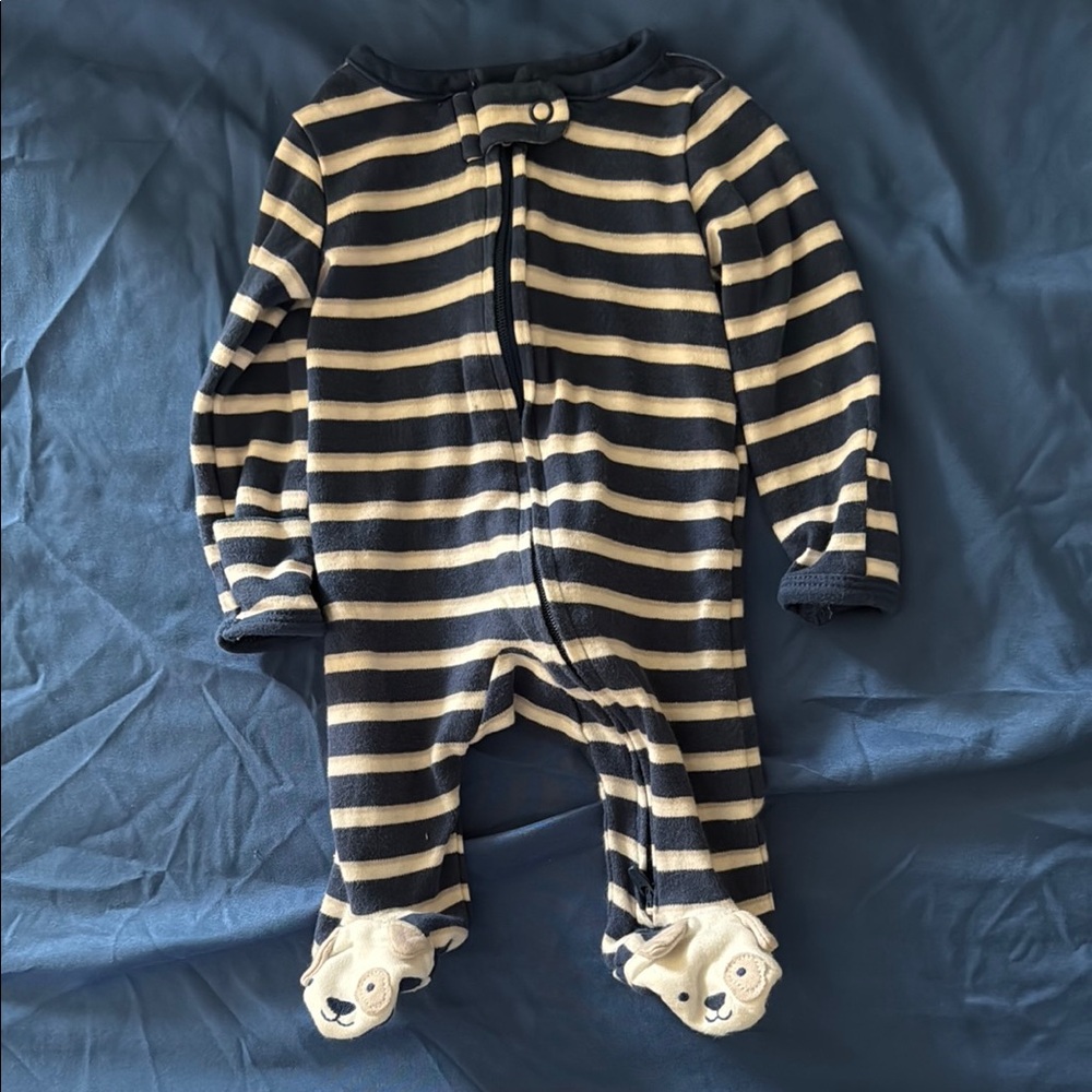Striped Navy and White Kids One Piece